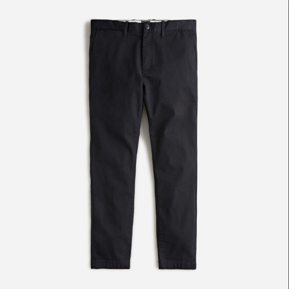 NWT J. Crew Mens 28 x 32 Black Chino Khakis 250 Skinny Stretch Casual Pants